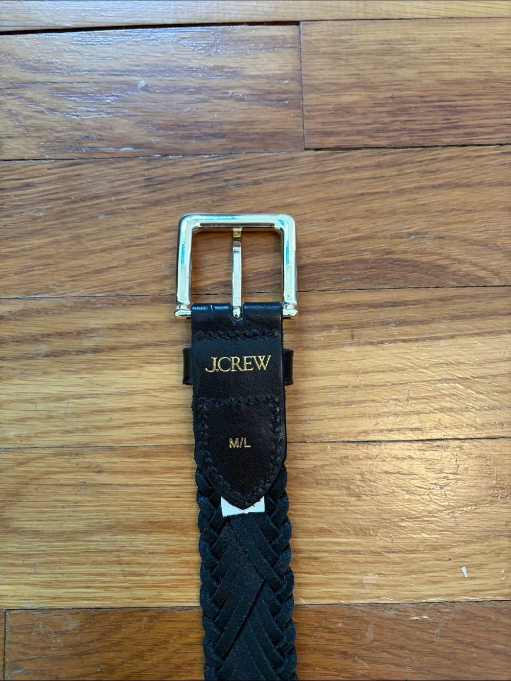 J. Crew Black Braided Leather Belt with Gold-Tone Buckle - Picture 4 of 8